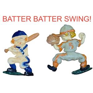 Baseball Players Die Cast Metal 1970's Sexton Pitcher Catcher Wall Art Vintage